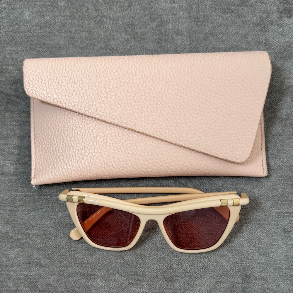 Zimmerman Cateye Cream Sunglasses with Pink Case - Picture 4 of 8